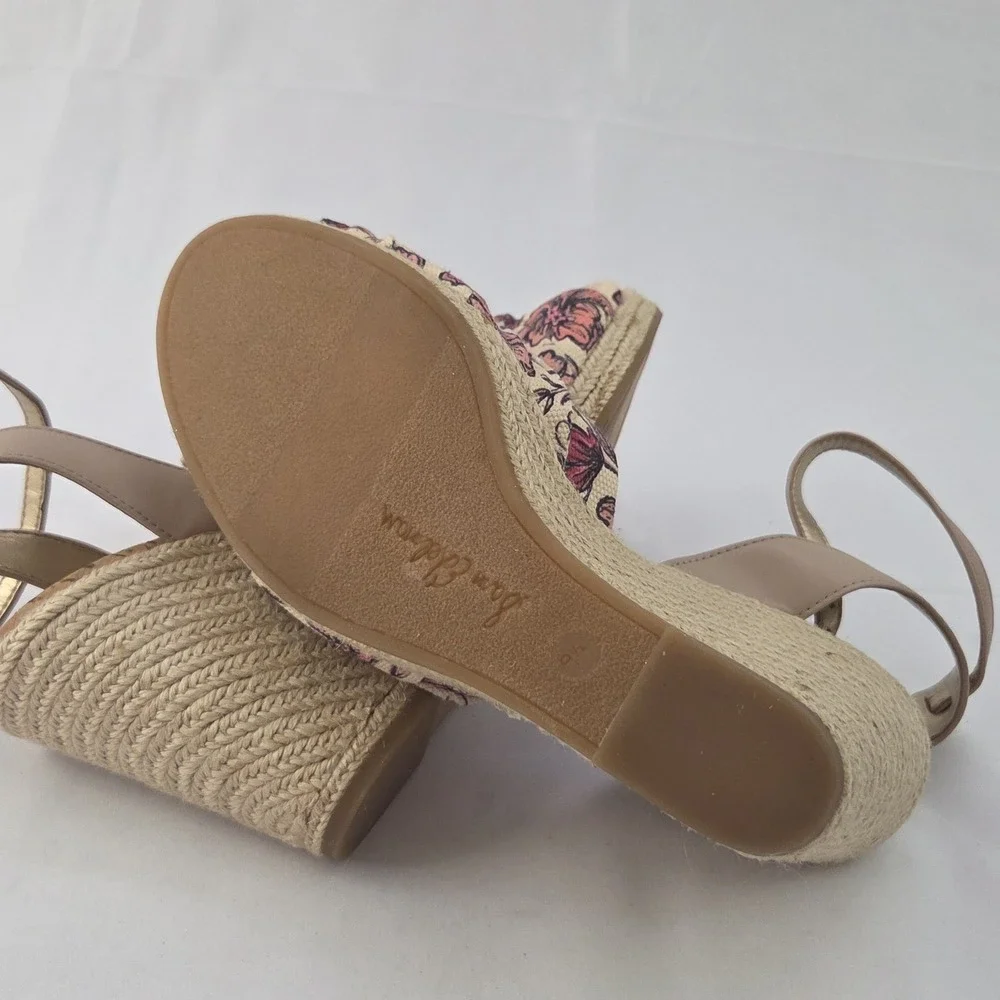 Sam Edelman Espadrille Wedge Sandals Women's Size 9.5 Pink Floral Ankle Strap